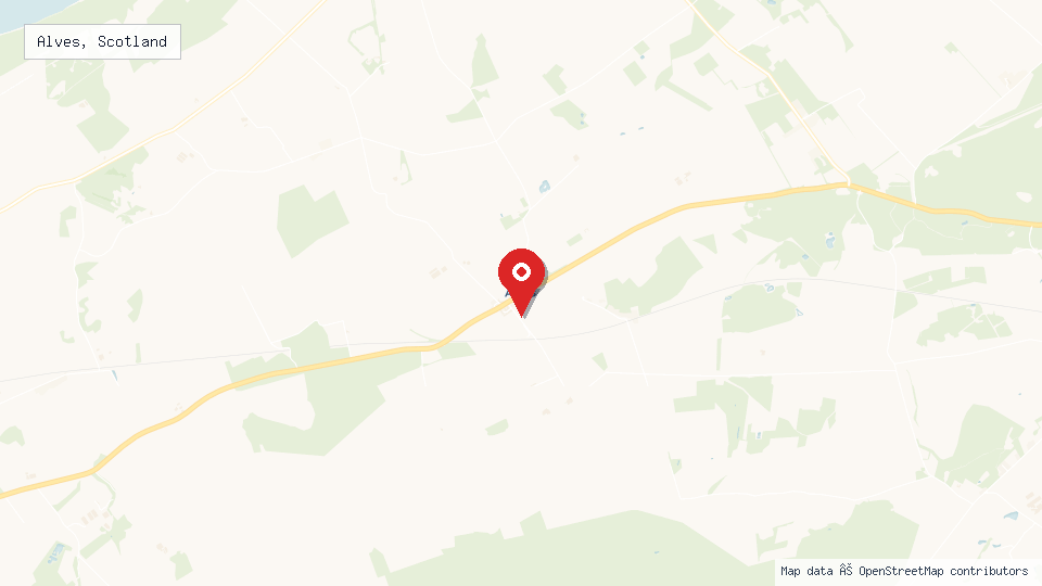 Street map of Alves, Scotland with location pin