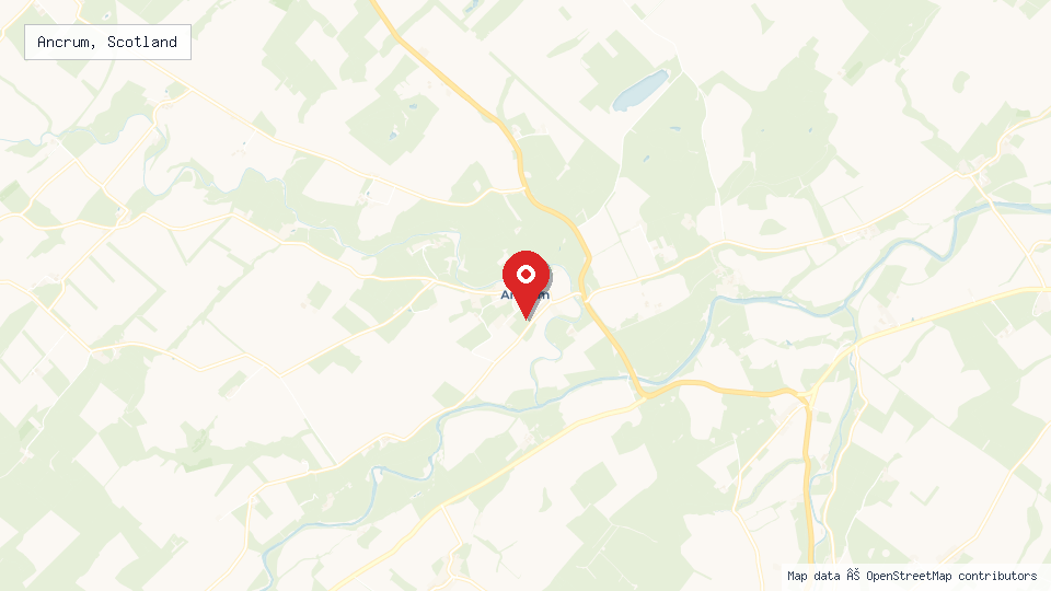 Street map of Ancrum, Scotland with location pin