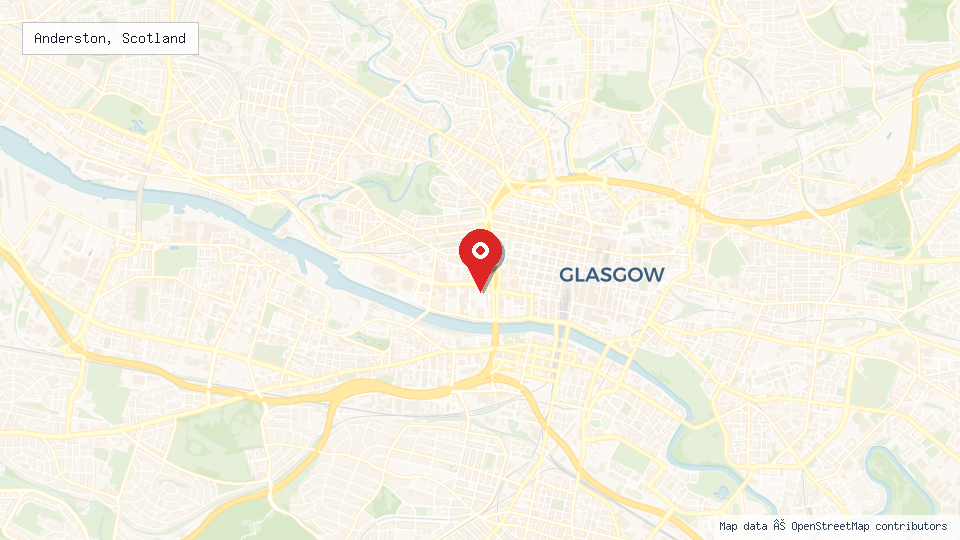 Street map of Anderston, Scotland with location pin