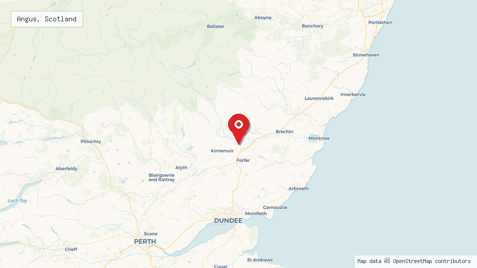 Street map of Angus, Scotland with location pin