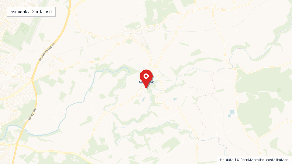 Street map of Annbank, Scotland with location pin