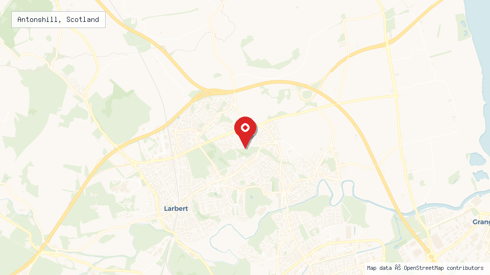 Street map of Antonshill, Scotland with location pin