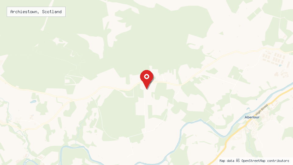 Street map of Archiestown, Scotland with location pin