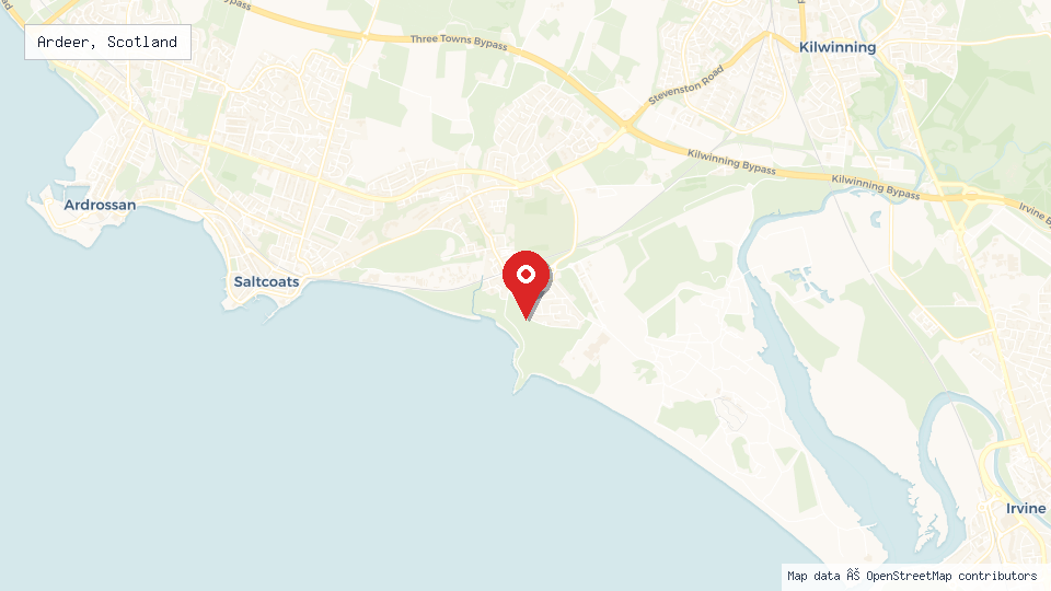 Street map of Ardeer, Scotland with location pin