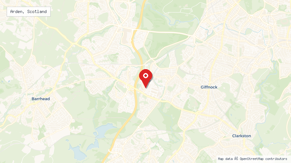 Street map of Arden, Scotland with location pin