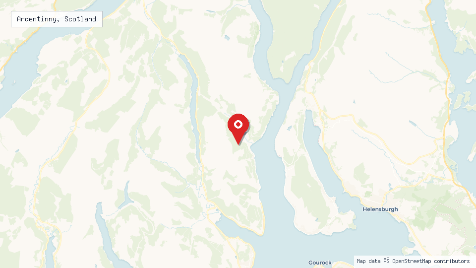 Street map of Ardentinny, Scotland with location pin