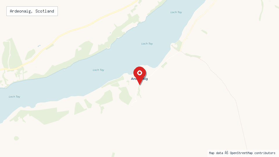 Street map of Ardeonaig, Scotland with location pin