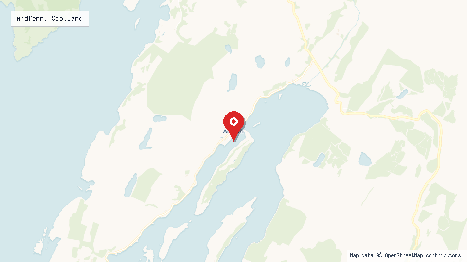 Street map of Ardfern, Scotland with location pin
