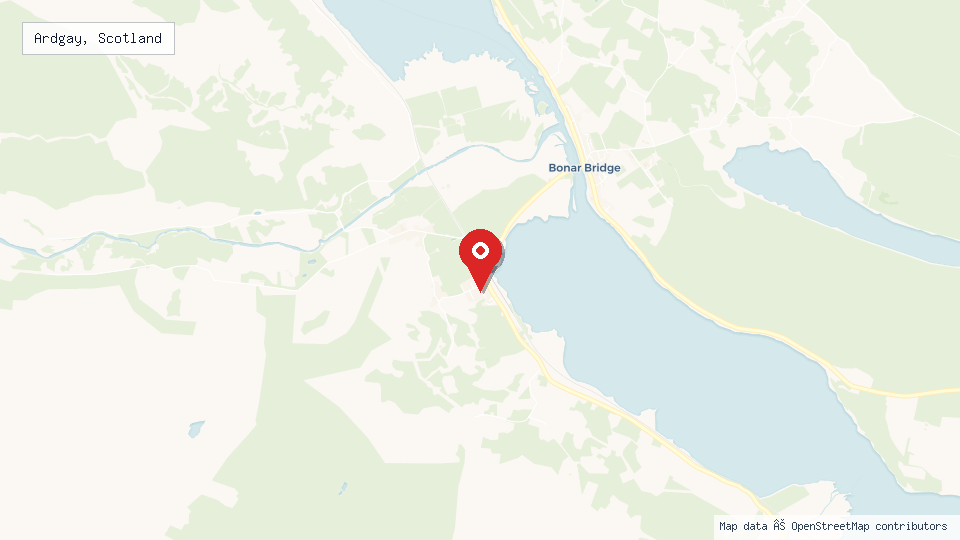 Street map of Ardgay, Scotland with location pin
