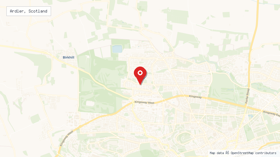Street map of Ardler, Scotland with location pin