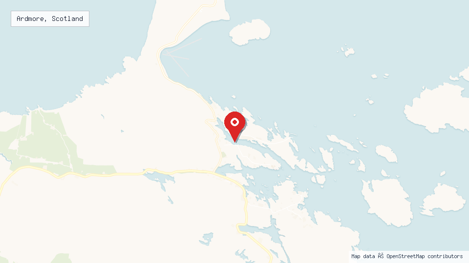 Street map of Ardmore, Scotland with location pin