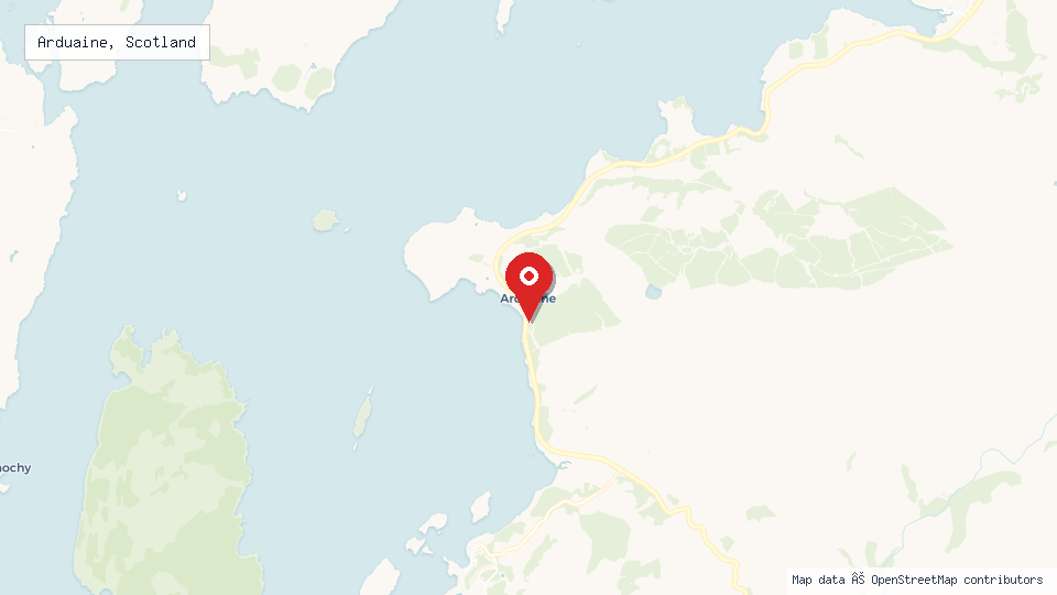 Street map of Arduaine, Scotland with location pin