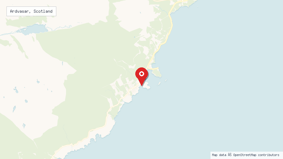 Street map of Ardvasar, Scotland with location pin