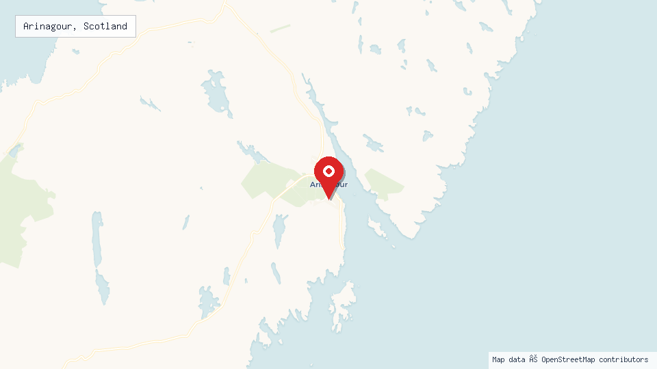 Street map of Arinagour, Scotland with location pin