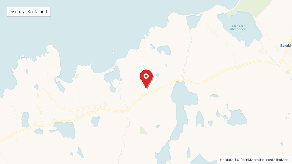 Street map of Arnol, Scotland with location pin