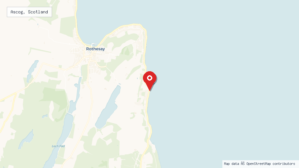 Street map of Ascog, Scotland with location pin
