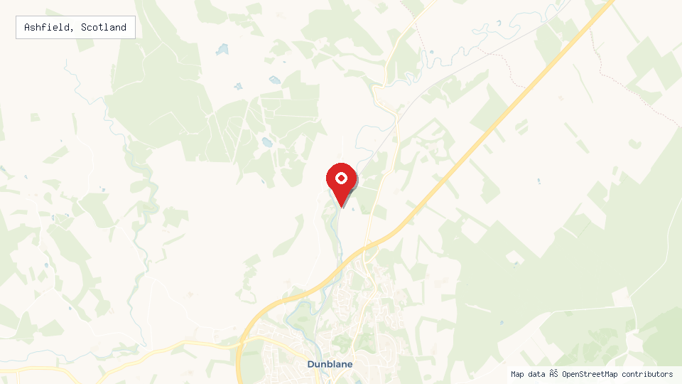 Street map of Ashfield, Scotland with location pin