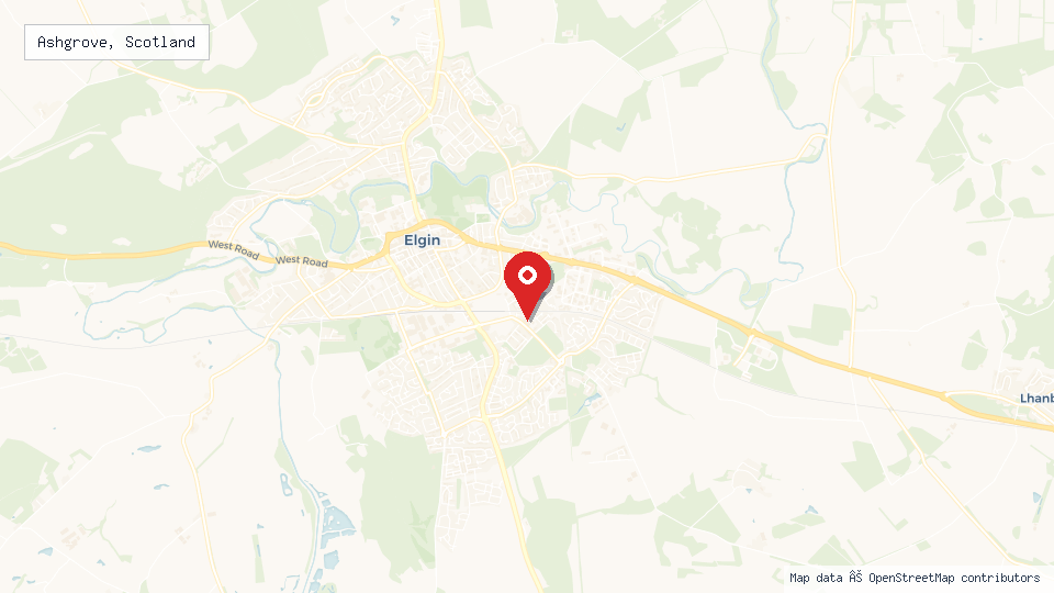 Street map of Ashgrove, Scotland with location pin