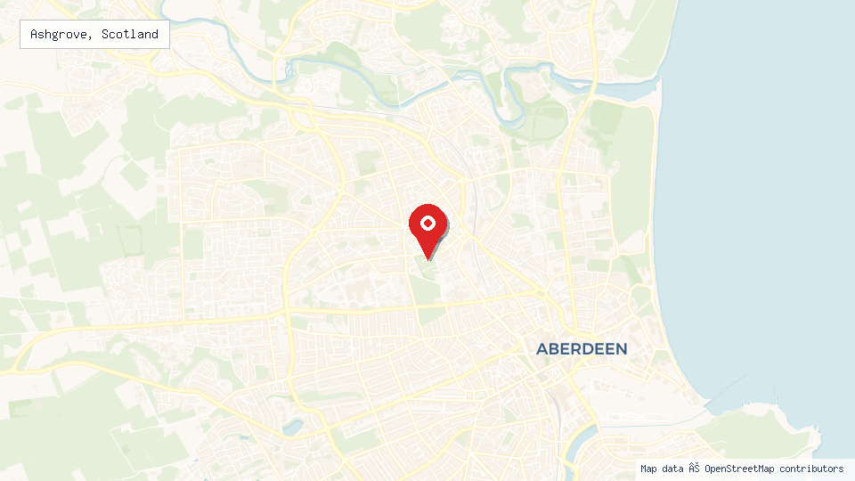 Street map of Ashgrove, Scotland with location pin