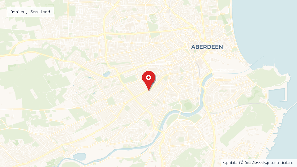 Street map of Ashley, Scotland with location pin