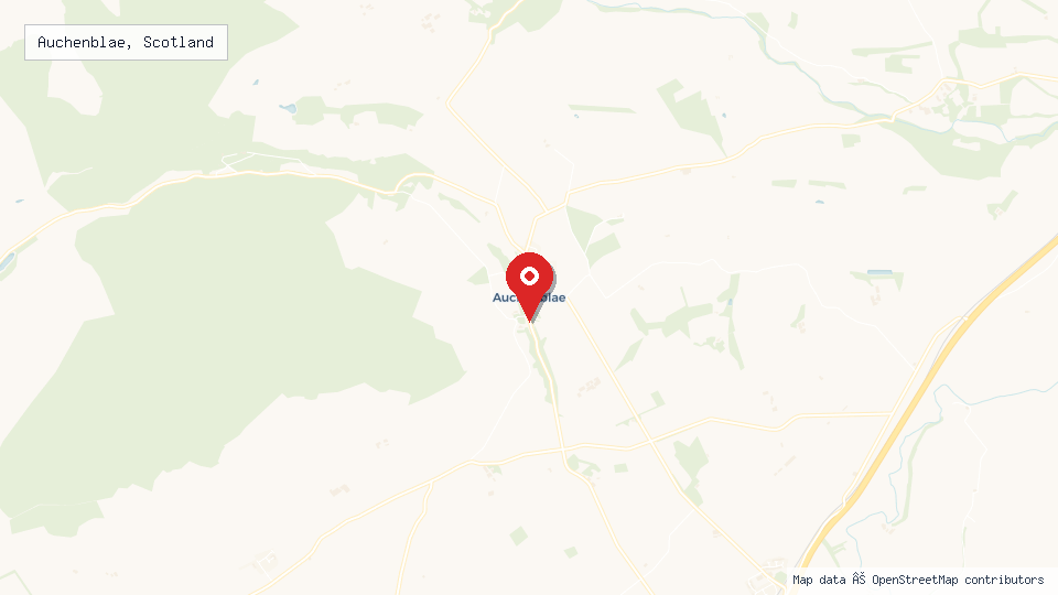 Street map of Auchenblae, Scotland with location pin