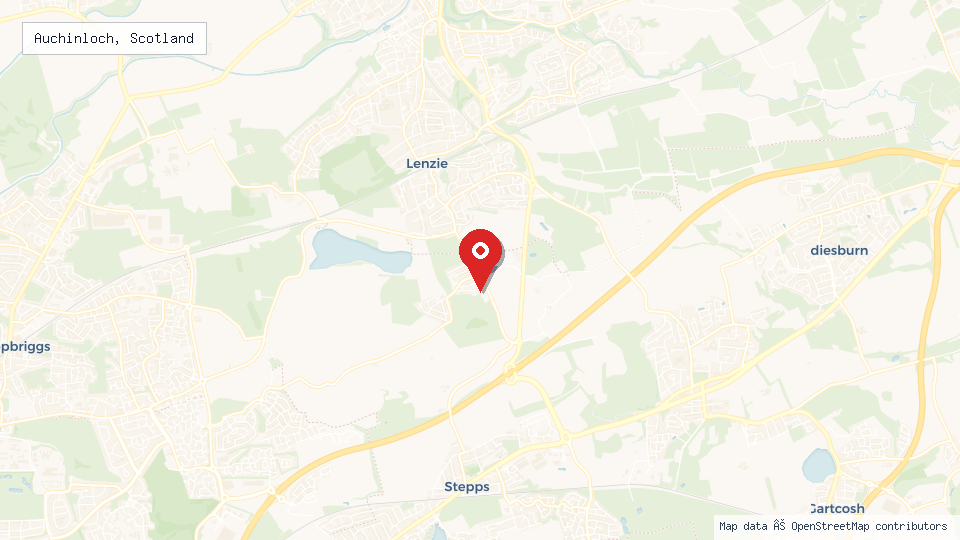Street map of Auchinloch, Scotland with location pin