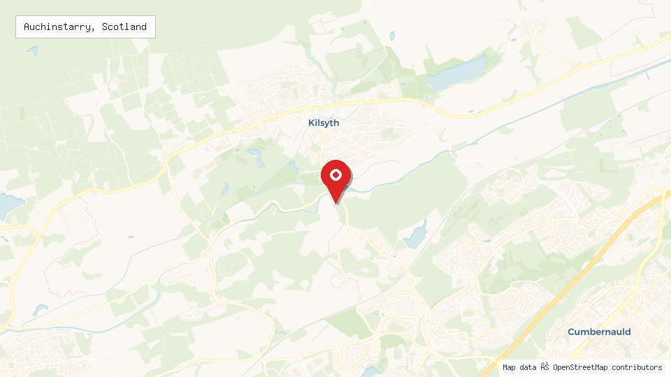 Street map of Auchinstarry, Scotland with location pin