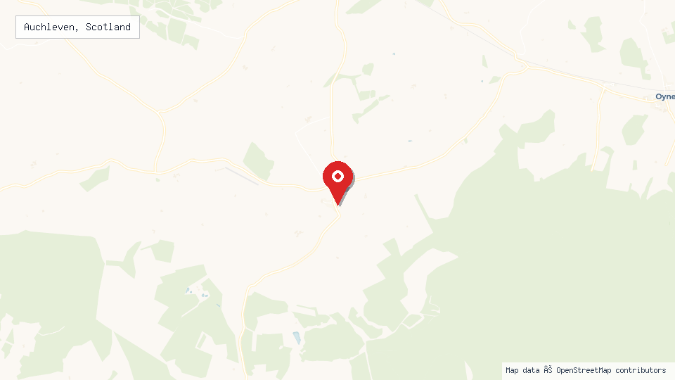 Street map of Auchleven, Scotland with location pin