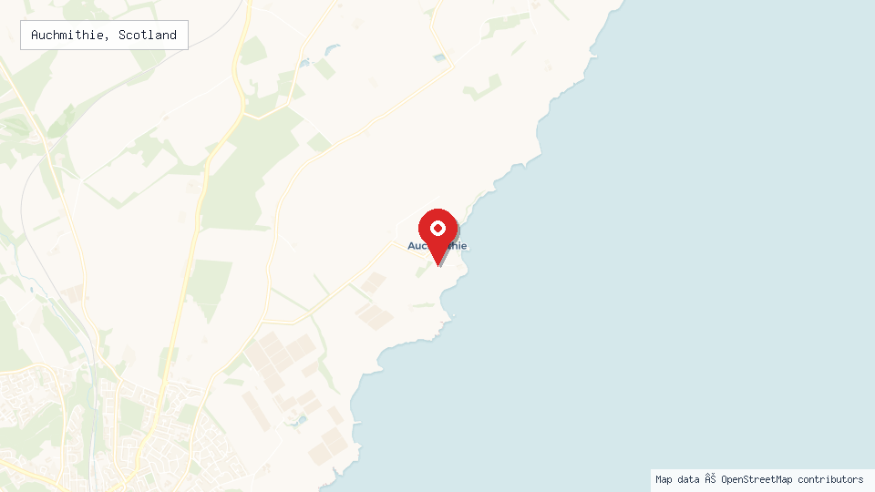 Street map of Auchmithie, Scotland with location pin