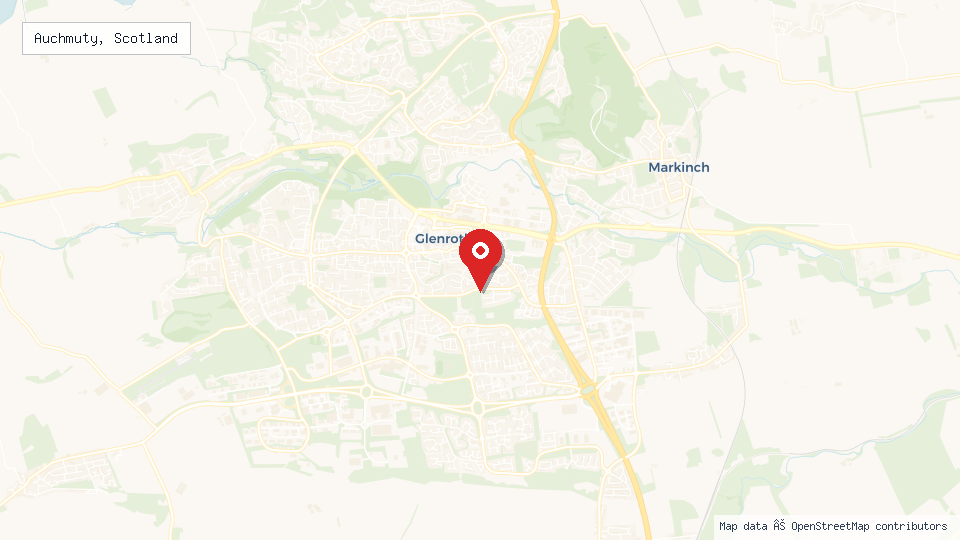 Street map of Auchmuty, Scotland with location pin