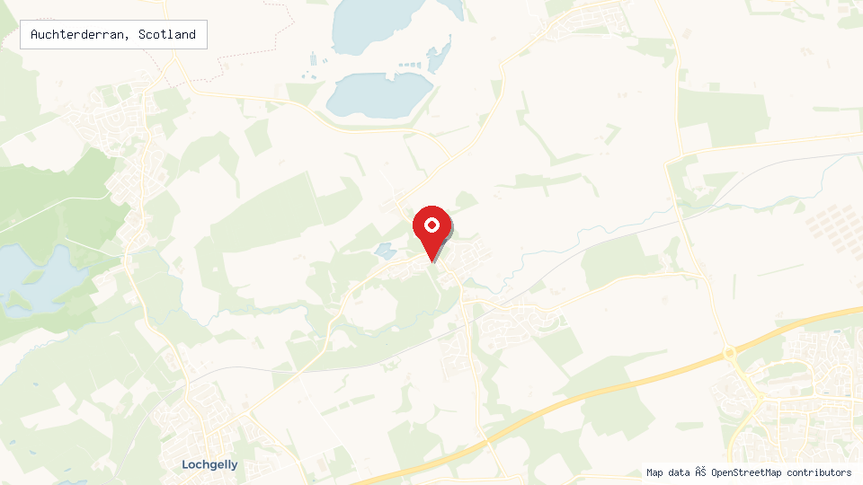 Street map of Auchterderran, Scotland with location pin