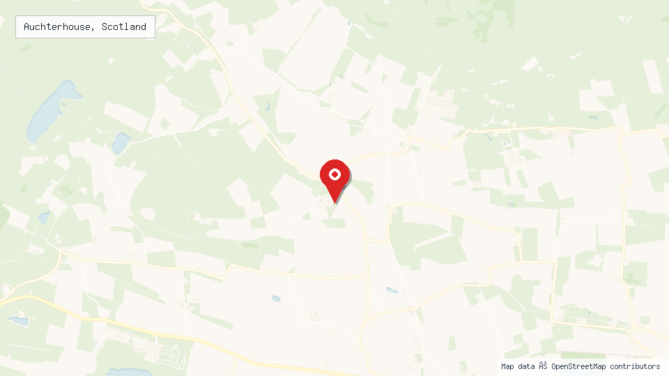 Street map of Auchterhouse, Scotland with location pin