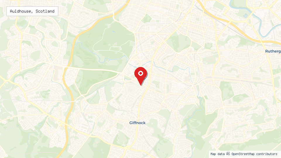 Street map of Auldhouse, Scotland with location pin
