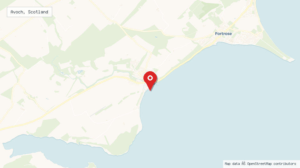 Street map of Avoch, Scotland with location pin