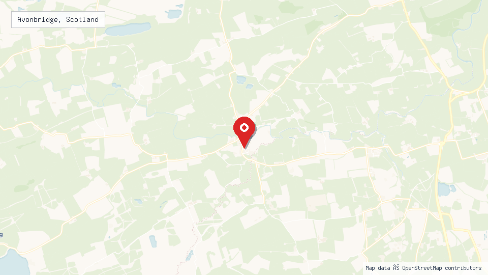 Street map of Avonbridge, Scotland with location pin