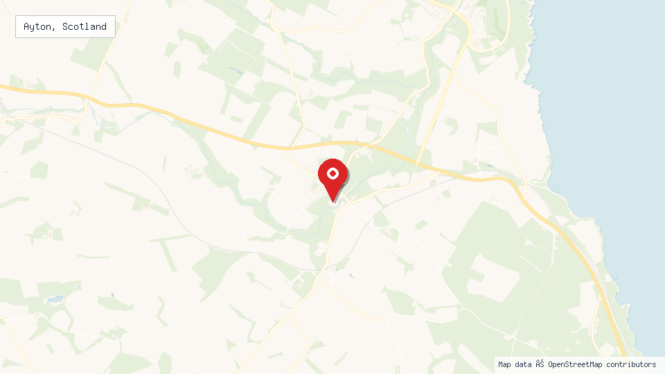 Street map of Ayton, Scotland with location pin