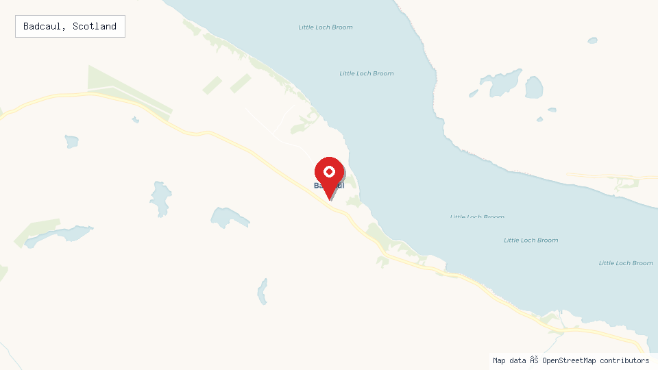 Street map of Badcaul, Scotland with location pin