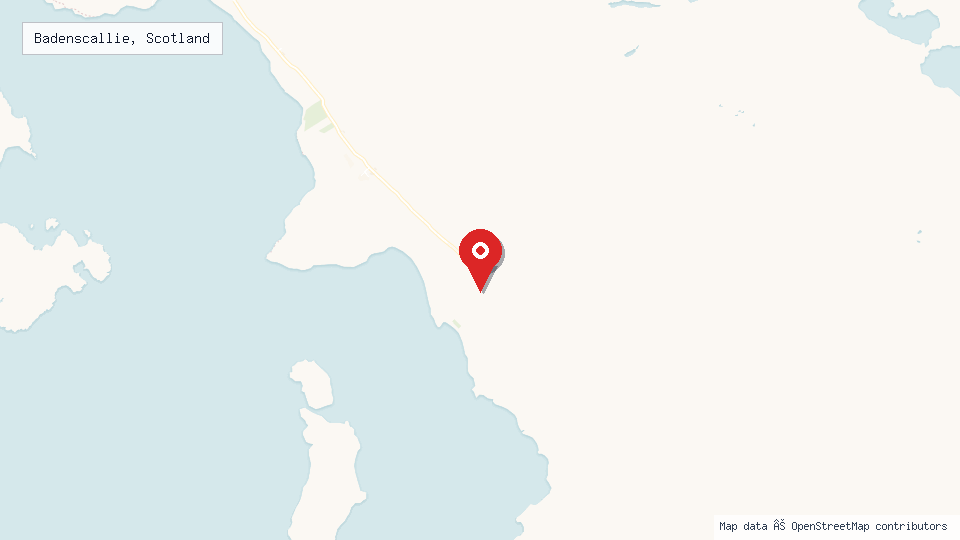 Street map of Badenscallie, Scotland with location pin