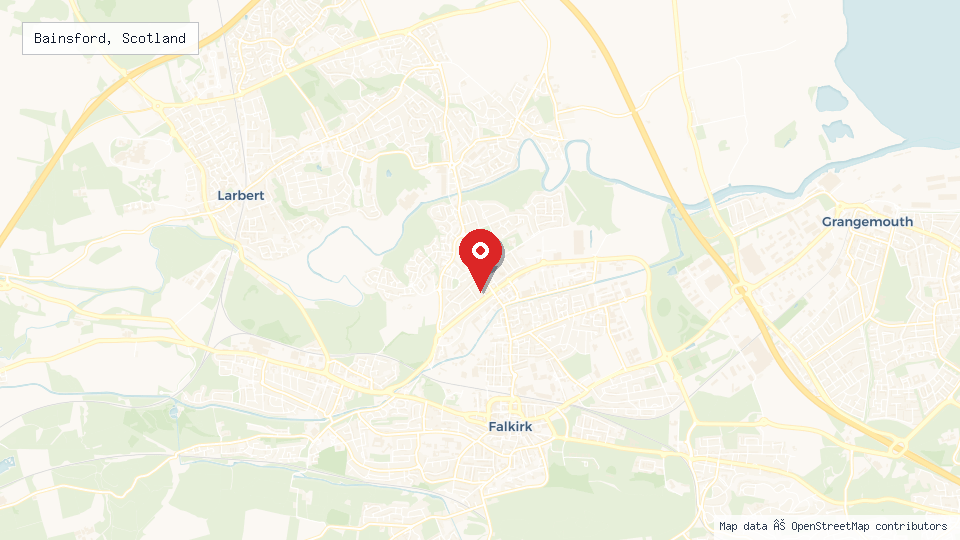 Street map of Bainsford, Scotland with location pin