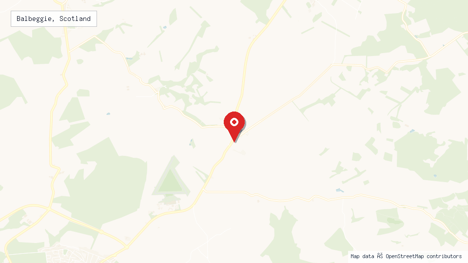 Street map of Balbeggie, Scotland with location pin