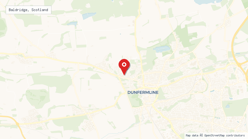 Street map of Baldridge, Scotland with location pin