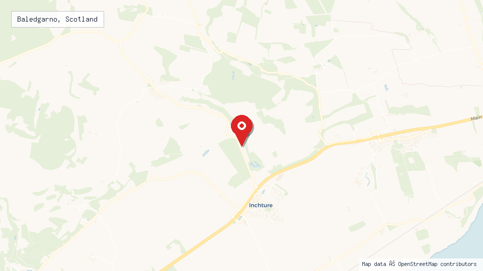 Street map of Baledgarno, Scotland with location pin