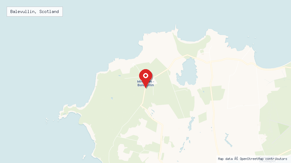 Street map of Balevullin, Scotland with location pin