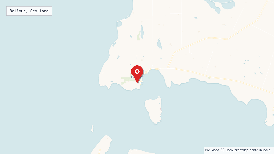 Street map of Balfour, Scotland with location pin