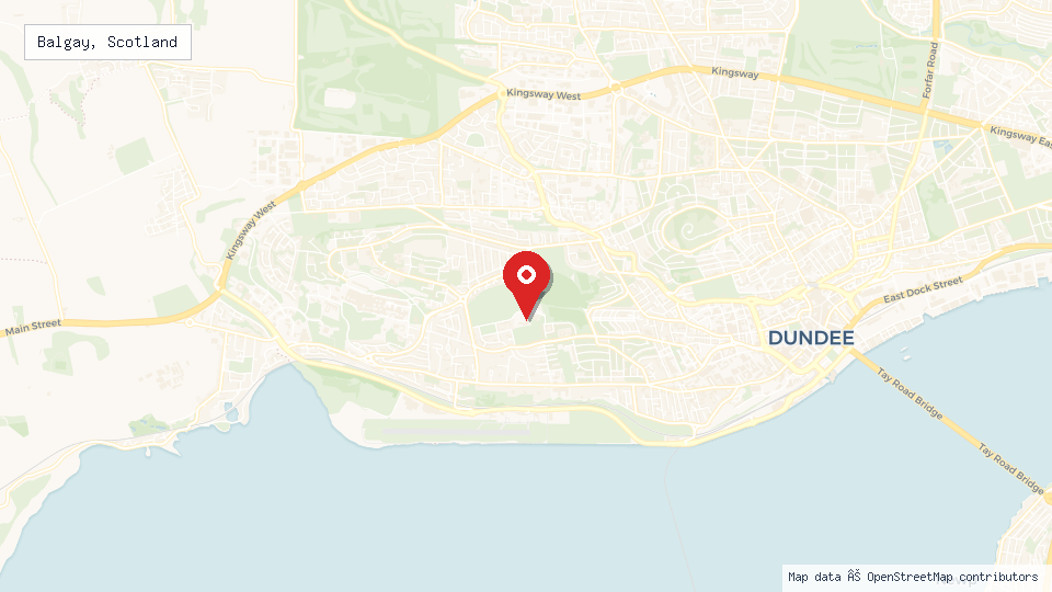 Street map of Balgay, Scotland with location pin