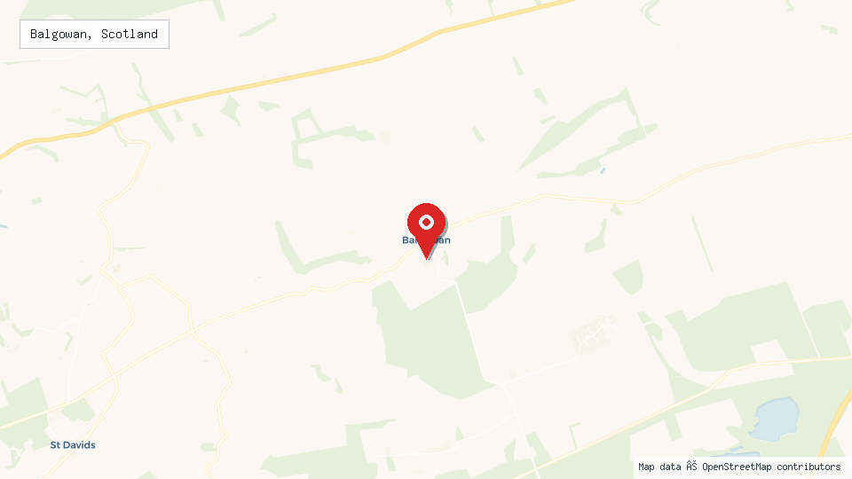 Street map of Balgowan, Scotland with location pin