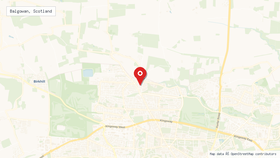 Street map of Balgowan, Scotland with location pin