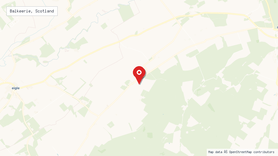 Street map of Balkeerie, Scotland with location pin