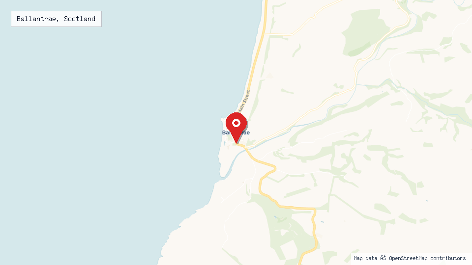 Street map of Ballantrae, Scotland with location pin