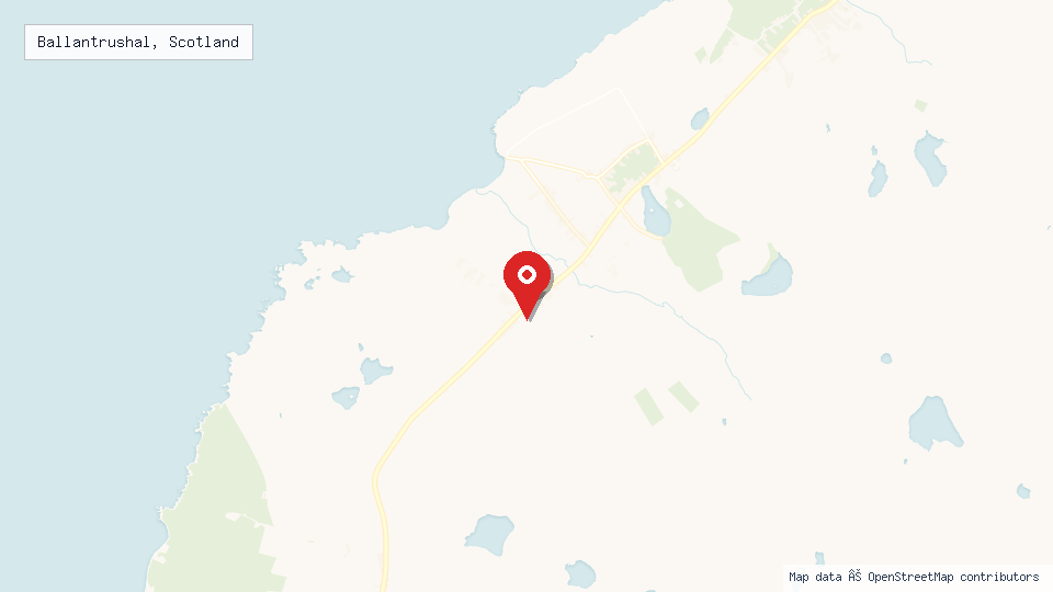 Street map of Ballantrushal, Scotland with location pin